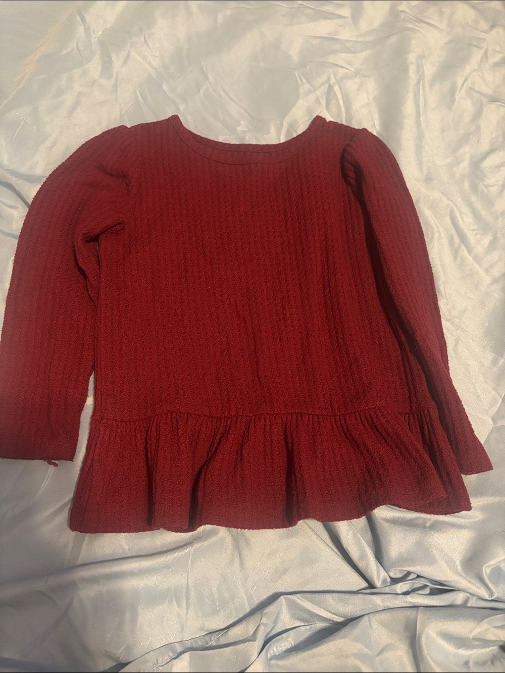 Cat & Jack Red Long-Sleeve Peplum Knit Top